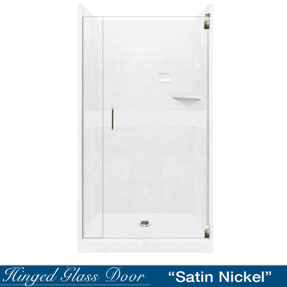 Alcove Natural Buff Sistine Stone & Classic Stone Accent DIY Shower Remodel Kit - Easy Bathroom Upgrade for Home Renovation Projects