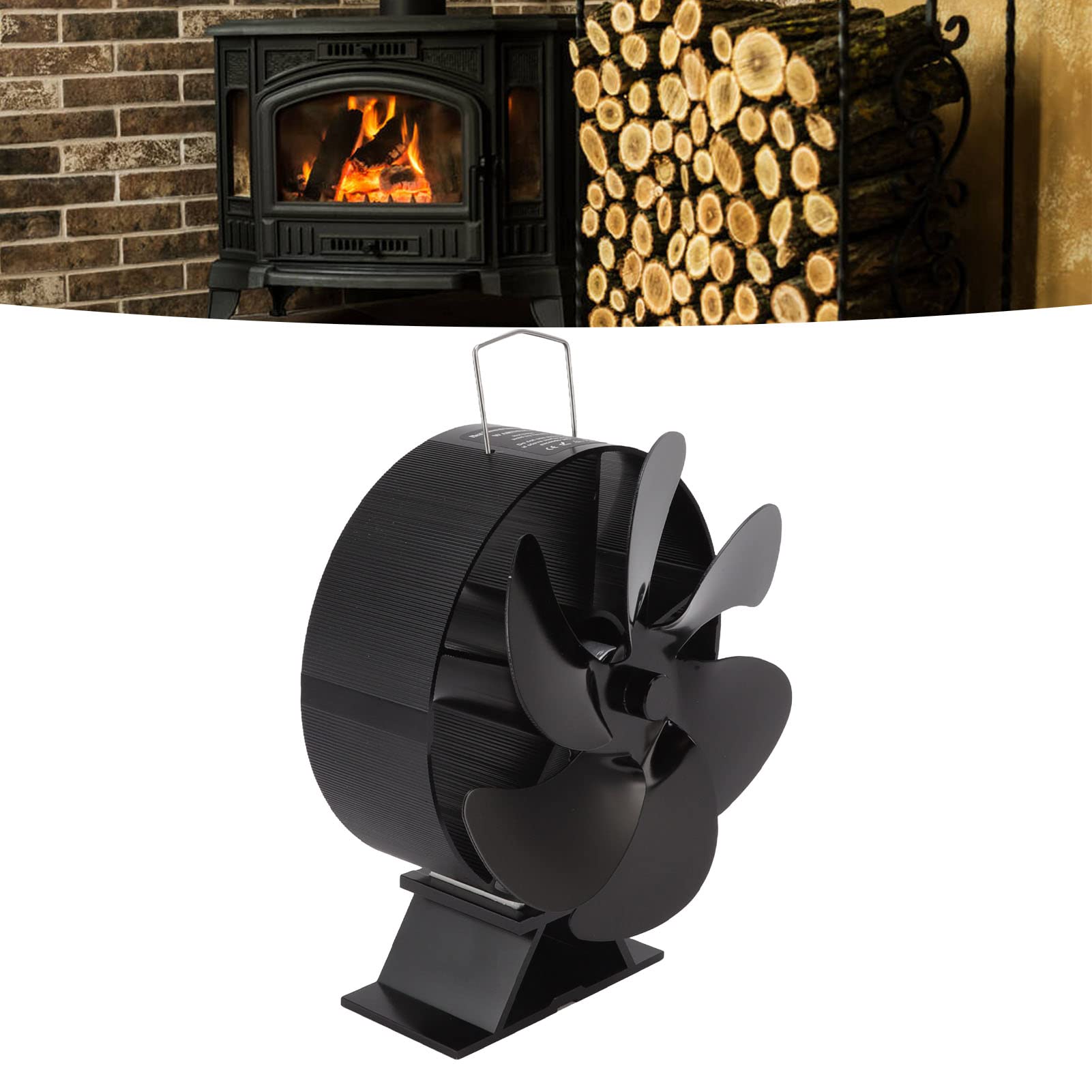 Topyond Self-Powered Fireplace Fan - 6 Blade Heat Powered Stove Fan for Wood Burning Fireplaces | Efficient Air Circulation & Thermodynamic Heat Resistant Design | Perfect for Living Rooms, Cabins & Winter Heating