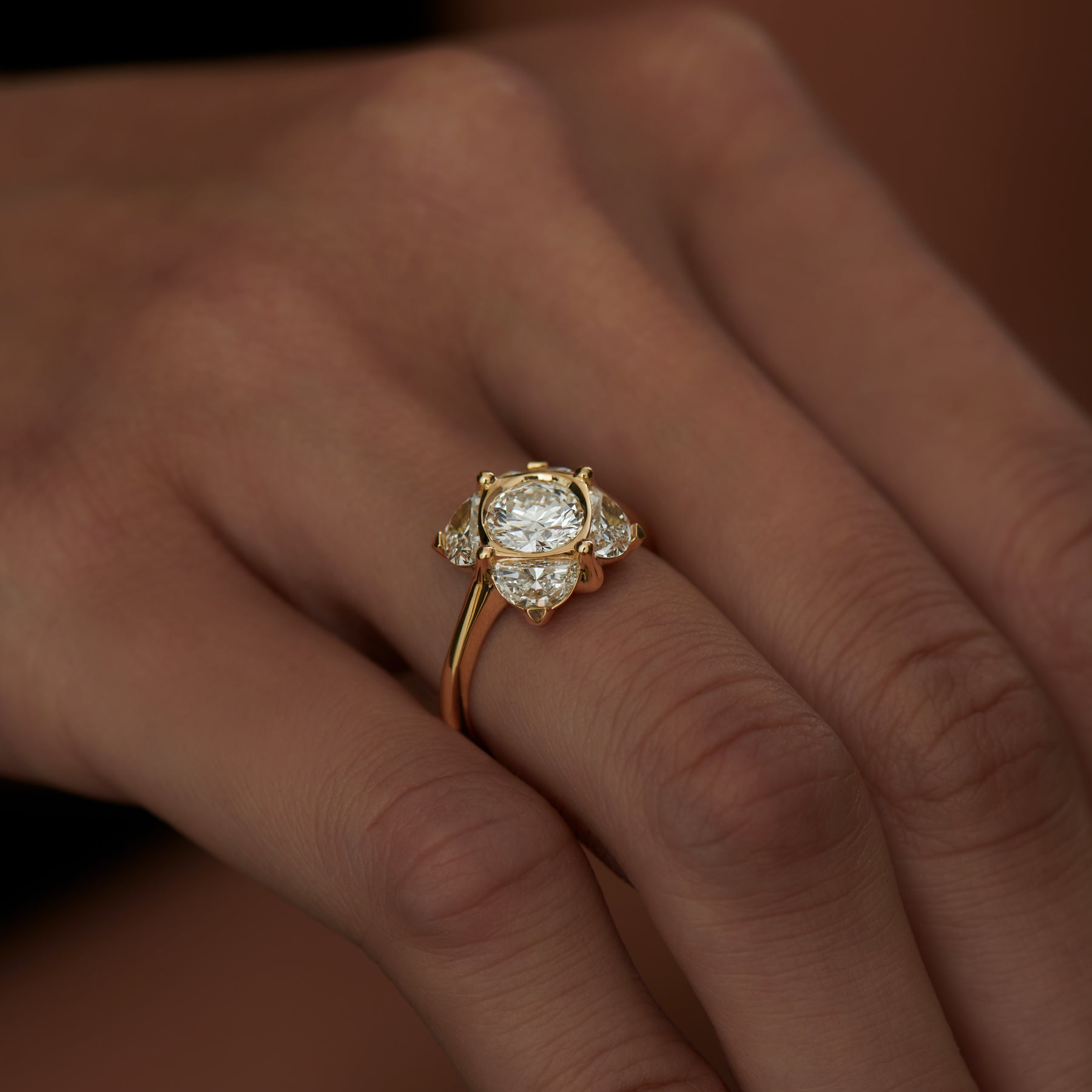 Exquisite Bellflower & Half Moon Diamond Engagement Ring for Women - Perfect for Proposals, Weddings & Anniversaries