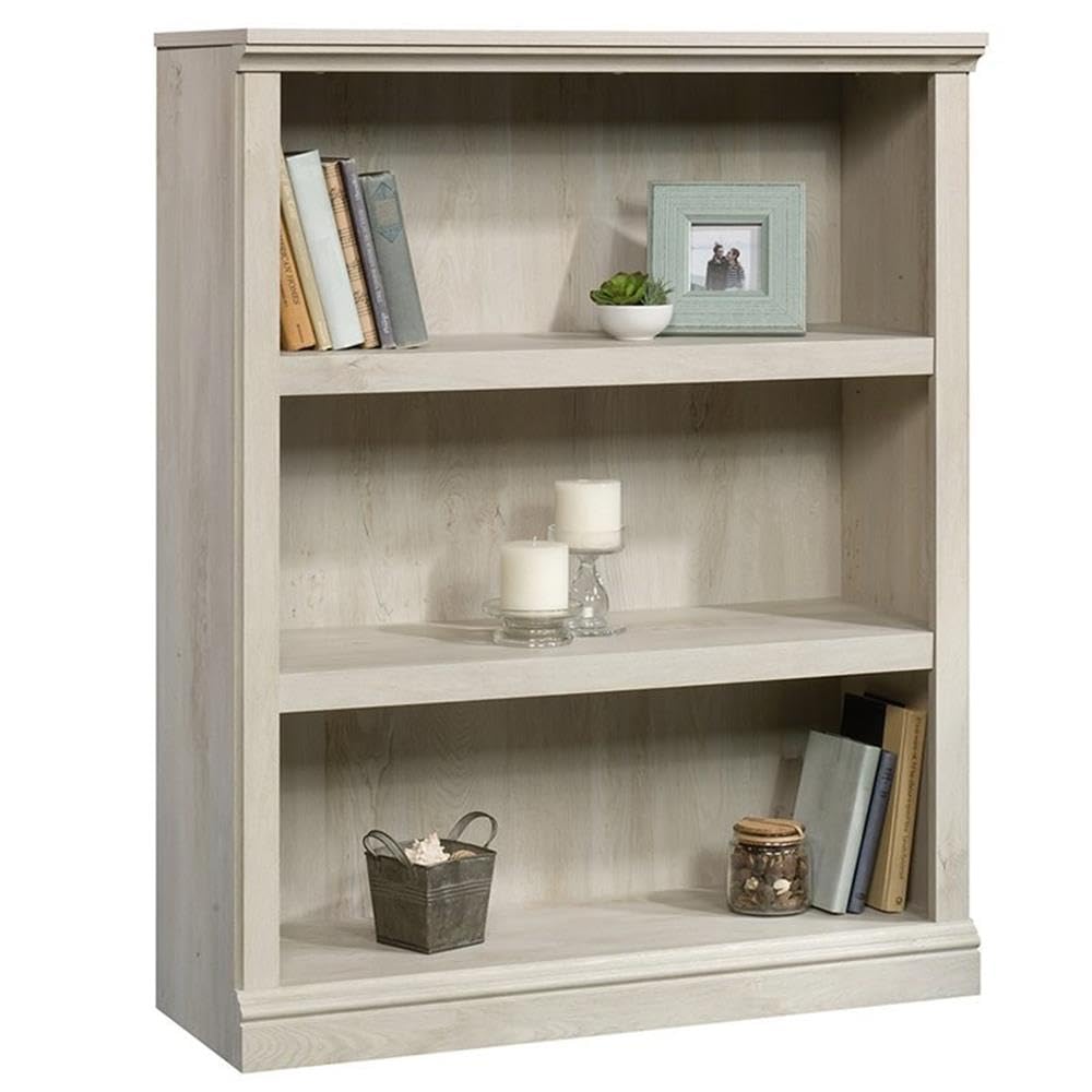 Pemberly Row 3 Shelf Bookcase in Chalked Chestnut - Stylish Wooden Bookshelf for Living Room, Bedroom & Office Storage