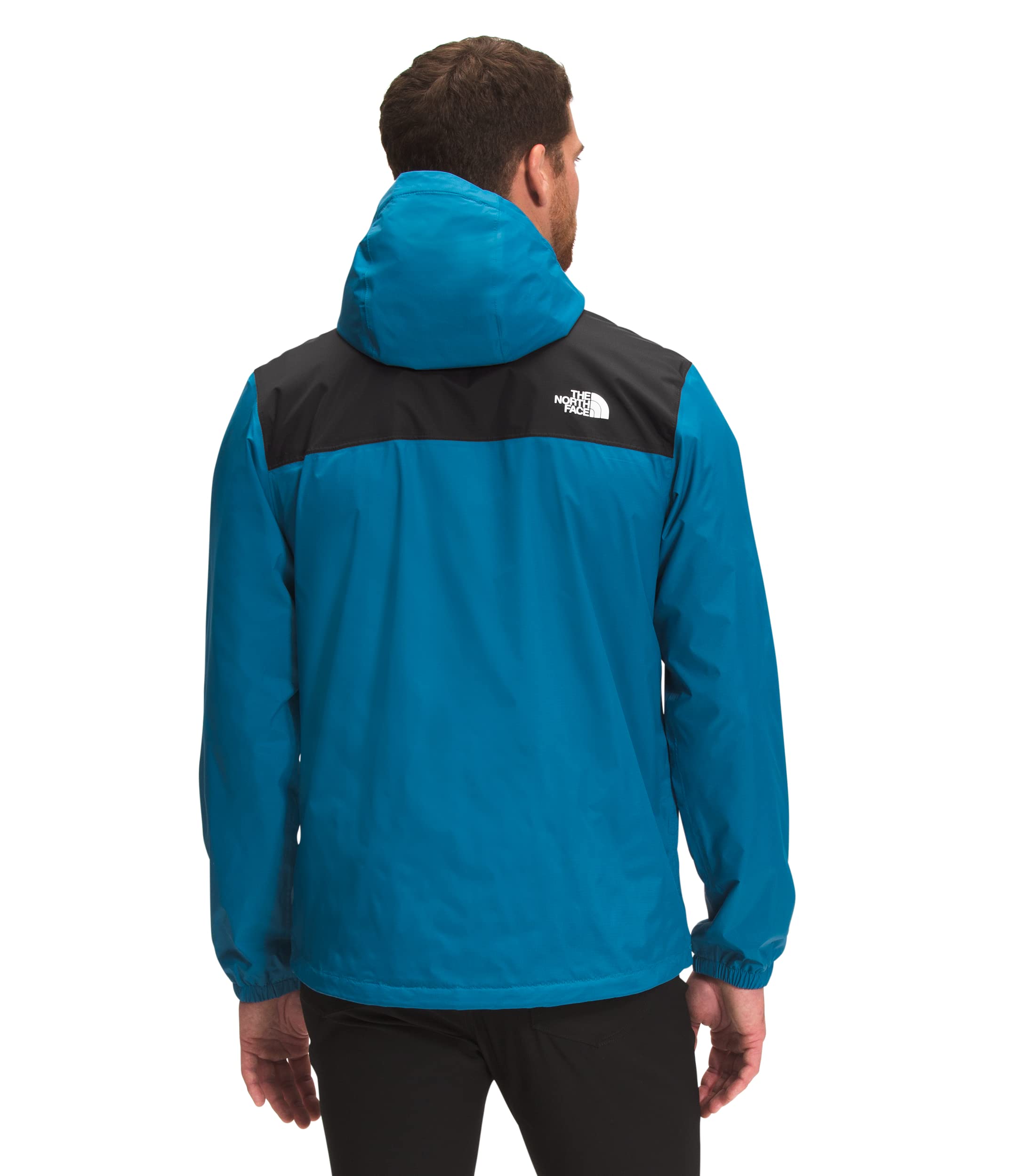 The North Face Men's Antora Jacket - Waterproof Hiking & Outdoor Windbreaker (Black/Banff Blue, Large) for Camping, Trekking & Winter Adventures