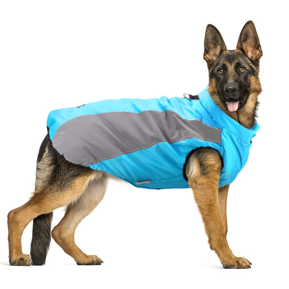 Didog Waterproof & Windproof Dog Winter Coat - Reflective Fleece-Lined Vest for Medium & Large Dogs - Warm Cold Weather Apparel for Outdoor Walks & Winter Adventures (Blue)