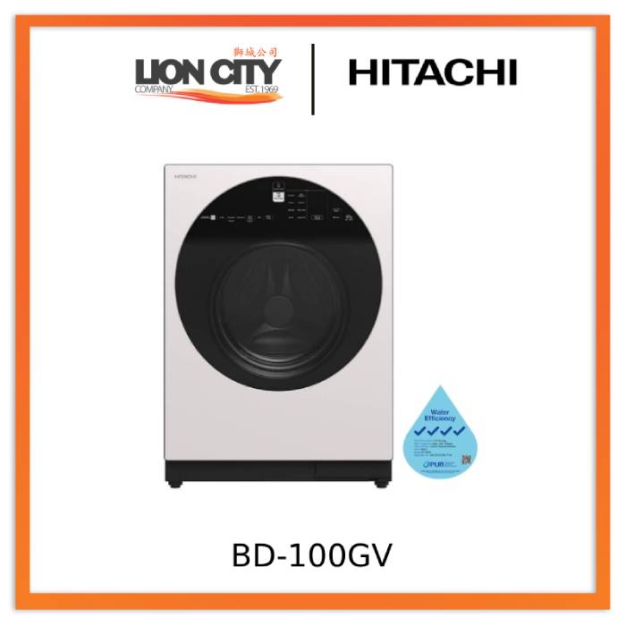 Hitachi BD 100GV 10kg Front Load Washing Machine with AI Wash & Inverter Technology - 1600 RPM Spin Speed for Efficient Laundry - Perfect for Apartments, Homes & Small Spaces