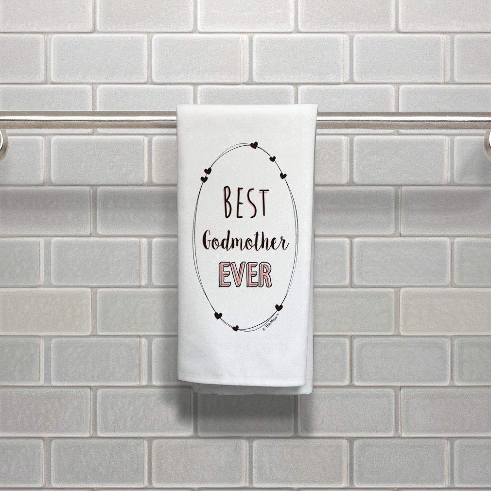 Best Godmother Ever Gift - Personalized Godmother Kitchen Hand Towel & Tea Towel Set - White - Perfect for Birthdays, Mother's Day, and Thank You Gifts
