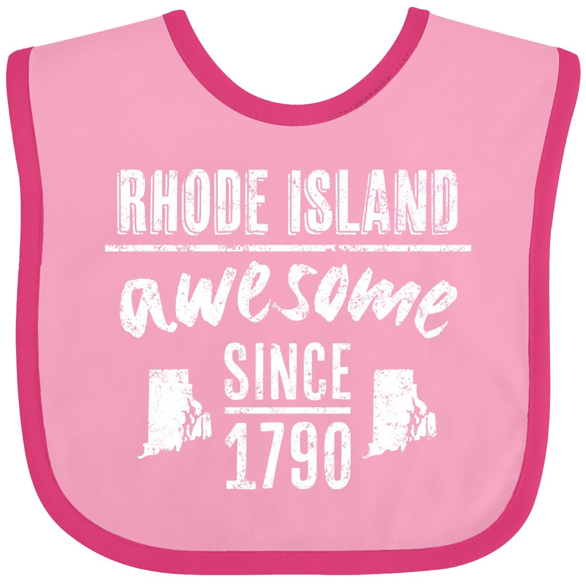 Inktastic Rhode Island Awesome Since 1790 Baby Bib - Soft Cotton Infant Feeding Bib for Newborns & Toddlers - Perfect for Mealtime, Daycare & Travel