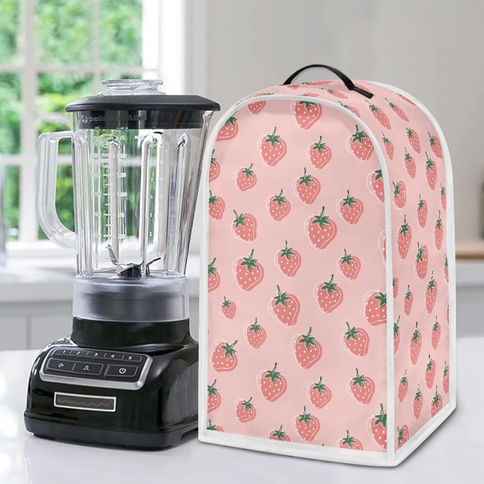Universal Blender Cover - Durable, Waterproof Fabric Appliance Protector for Kitchen - Fits Most Small Blenders - Home Decor Organizer with Strawberry Design - Perfect for Countertop Storage & Kitchen Organization
