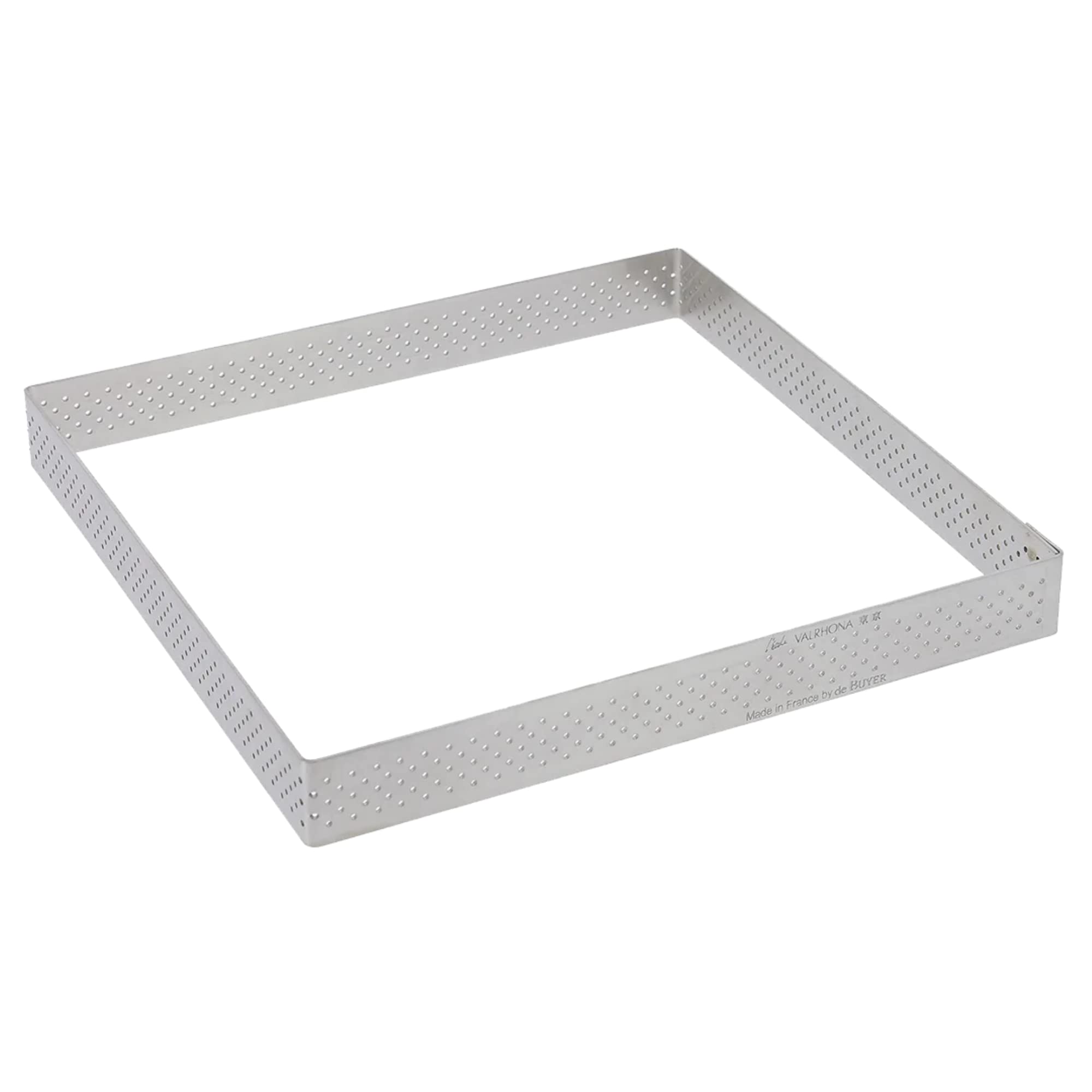 De Buyer Perforated Square Tart Ring - 8” x 8” x 0.8” - Professional French Tart Pan for Crispy Pastries - Easy to Use & Clean - Perfect for Baking Tarts, Quiches & Desserts - Made in France