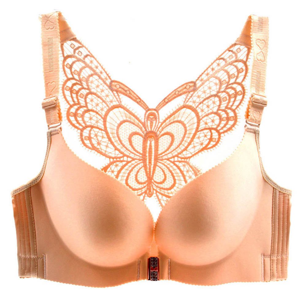 Push Up Wireless Bras for Women - Front Button Butterfly Back Design, Plus Size No Underwire Comfort Bra for Everyday Wear & Special Occasions