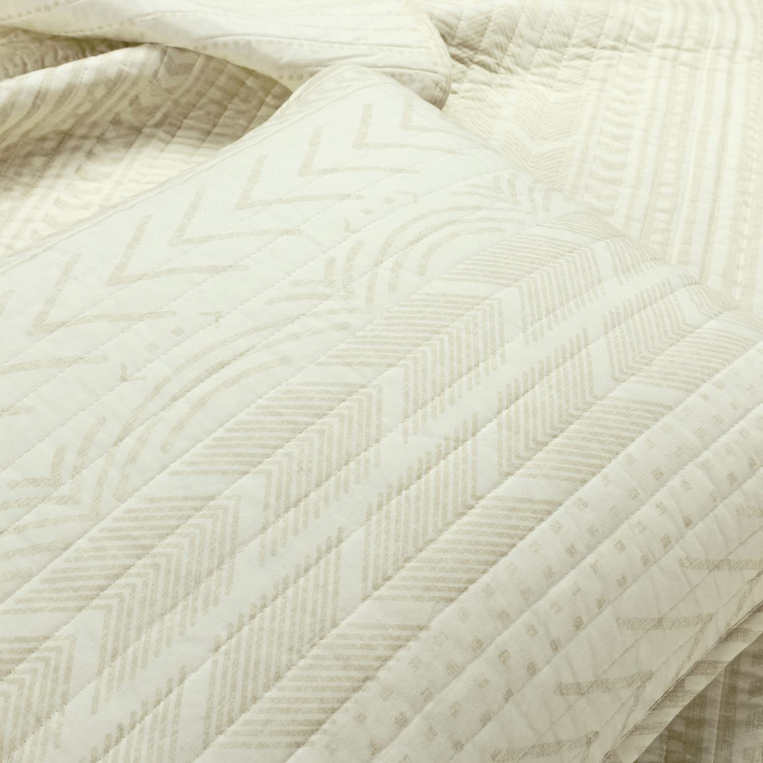 Lush Decor Hygge Geo Quilt Set King Ivory - Cozy Bedroom Upgrade