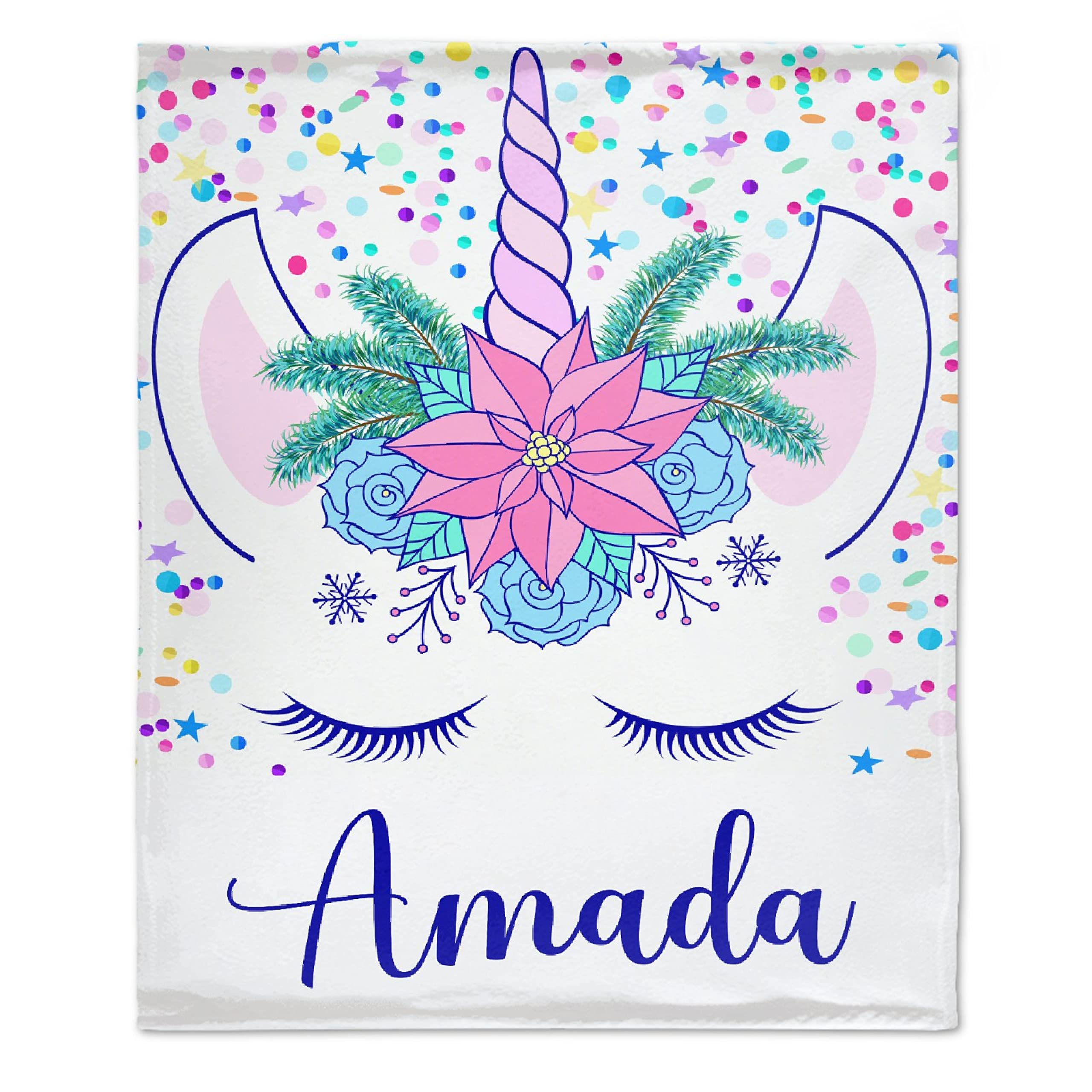 Personalized Baby Blanket with Name - Custom Unicorn Blanket for Girls & Boys, Soft 30x40 Inch Throw for Newborns, Toddlers & Puppies - Perfect Baby Shower Gift & Nursery Decor (Crib, Stroller, Photo Prop)