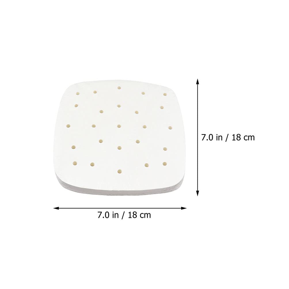 DOITOOL 400pcs Square Perforated Air Fryer Parchment Paper Liners - Nonstick Bamboo Steamer Liner for Air Fryers, Steaming Baskets, Oven Baking & Cooking (18cm) - Perfect for Healthy Meal Prep, Reheating & Crispy Snacks
