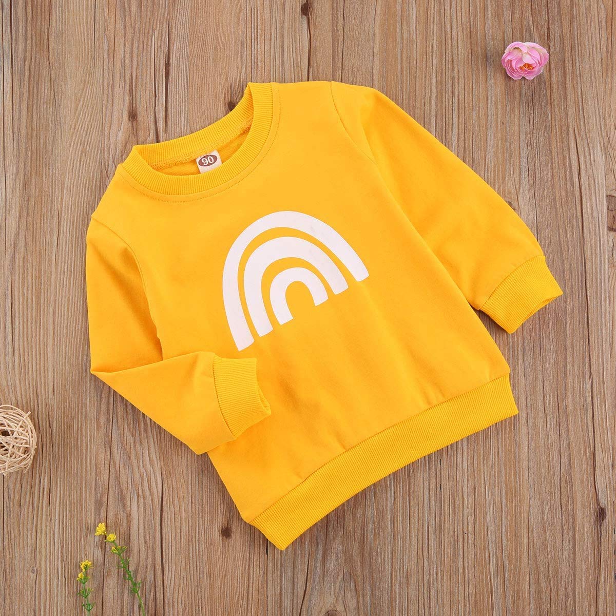 Toddler Baby Girls & Boys Long Sleeve Rainbow Pullover Sweatshirt - Soft Cotton Fall Outfit for Playdates, Daycare & Family Photos