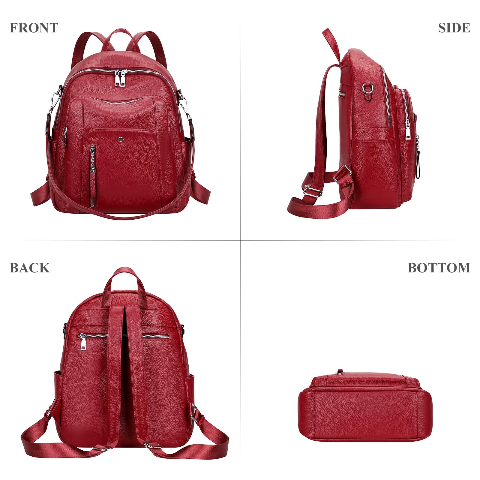 ALTOSY Genuine Leather Backpack for Women - Stylish Shoulder Bag & Casual Daypack - Medium Size Laptop Backpack - Perfect for Work, Travel & College