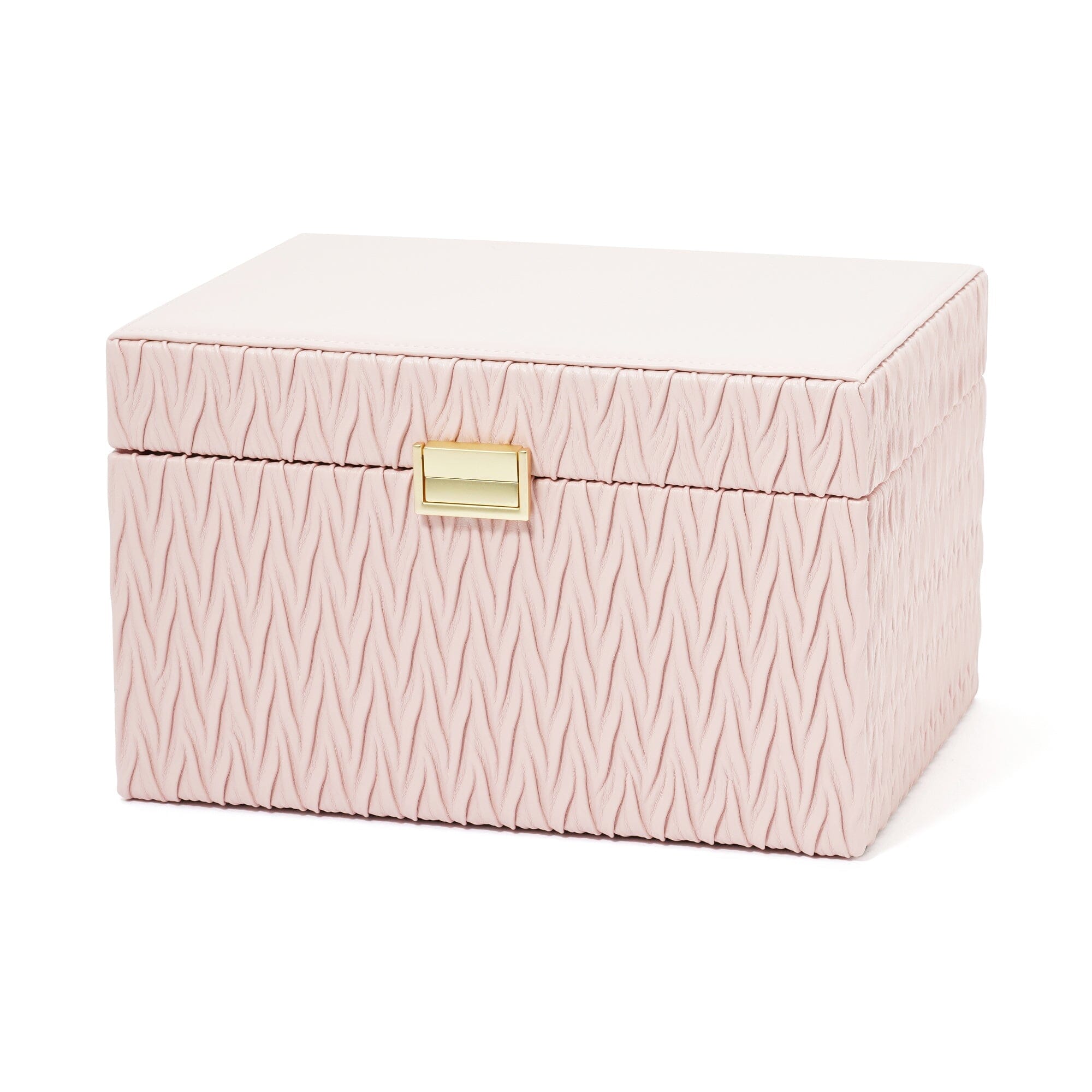 Luxury Pink Embossed Jewelry Box with Mirror - Large Storage Organizer for Necklaces, Rings & Earrings - Perfect for Gift Giving & Home Decor