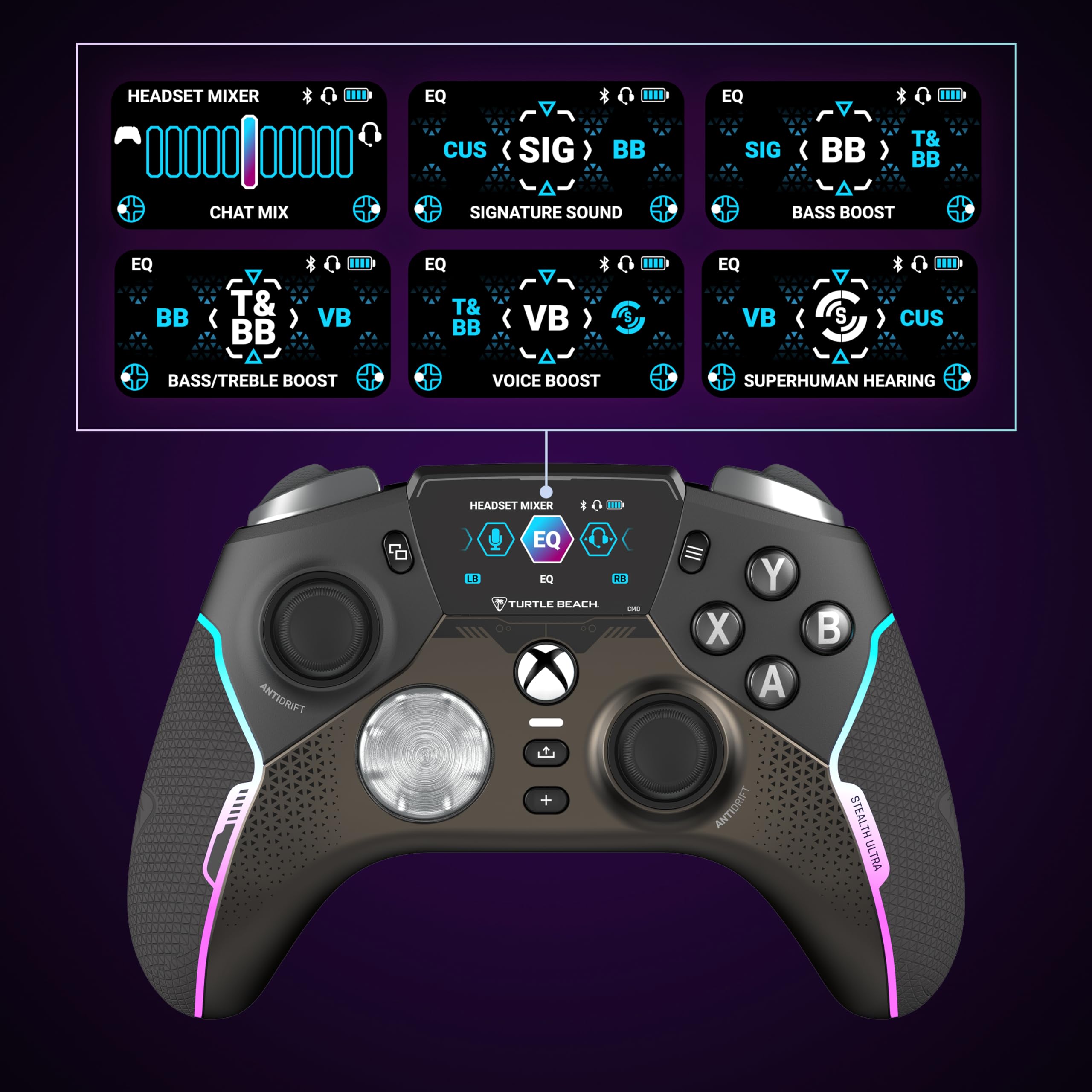 Turtle Beach Stealth Ultra Wireless Gaming Controller for Xbox Series X|S, Xbox One, PC & Android - LED Dashboard, RGB Lighting, 30-Hr Battery, Bluetooth - Perfect for Competitive Gaming & Streaming (Black)