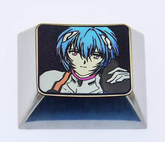 Premium EVA Anime Keycaps - Ayanami Rei 1.25U Titanium Alloy Custom Keycaps for Mechanical Keyboards | Durable Metal Artisan Keycaps for Gaming & Anime Fans | Perfect for Cosplay, Keyboard Customization & Collector Displays
