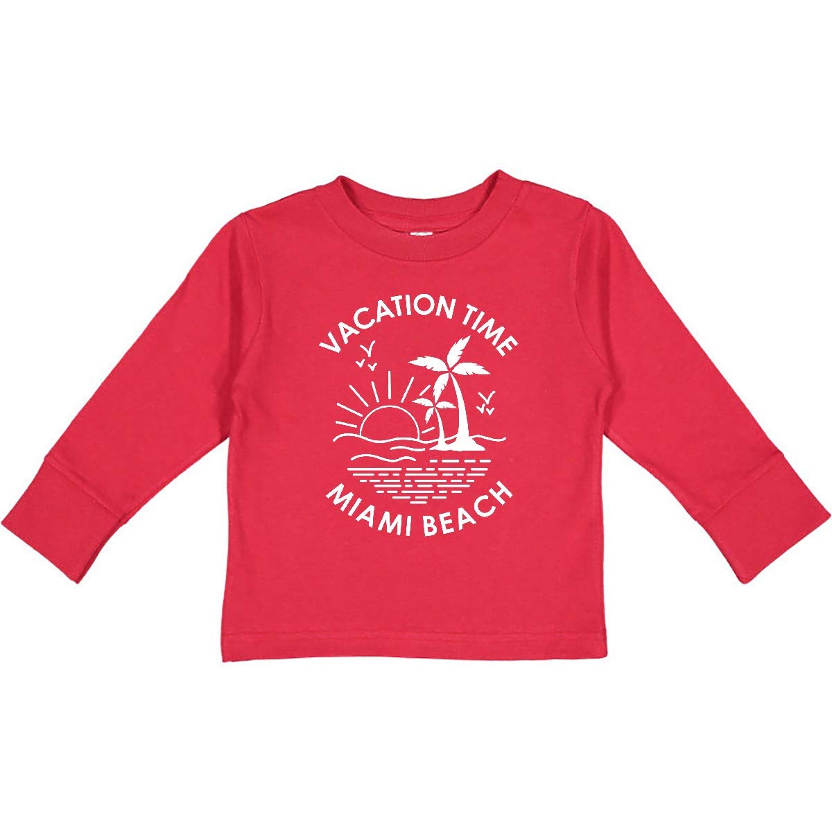 Inktastic Vacation Time in Miami Beach Toddler Long Sleeve T-Shirt - Cute Graphic Tee for Boys & Girls - Perfect for Beach Trips, Family Vacations & Casual Outings