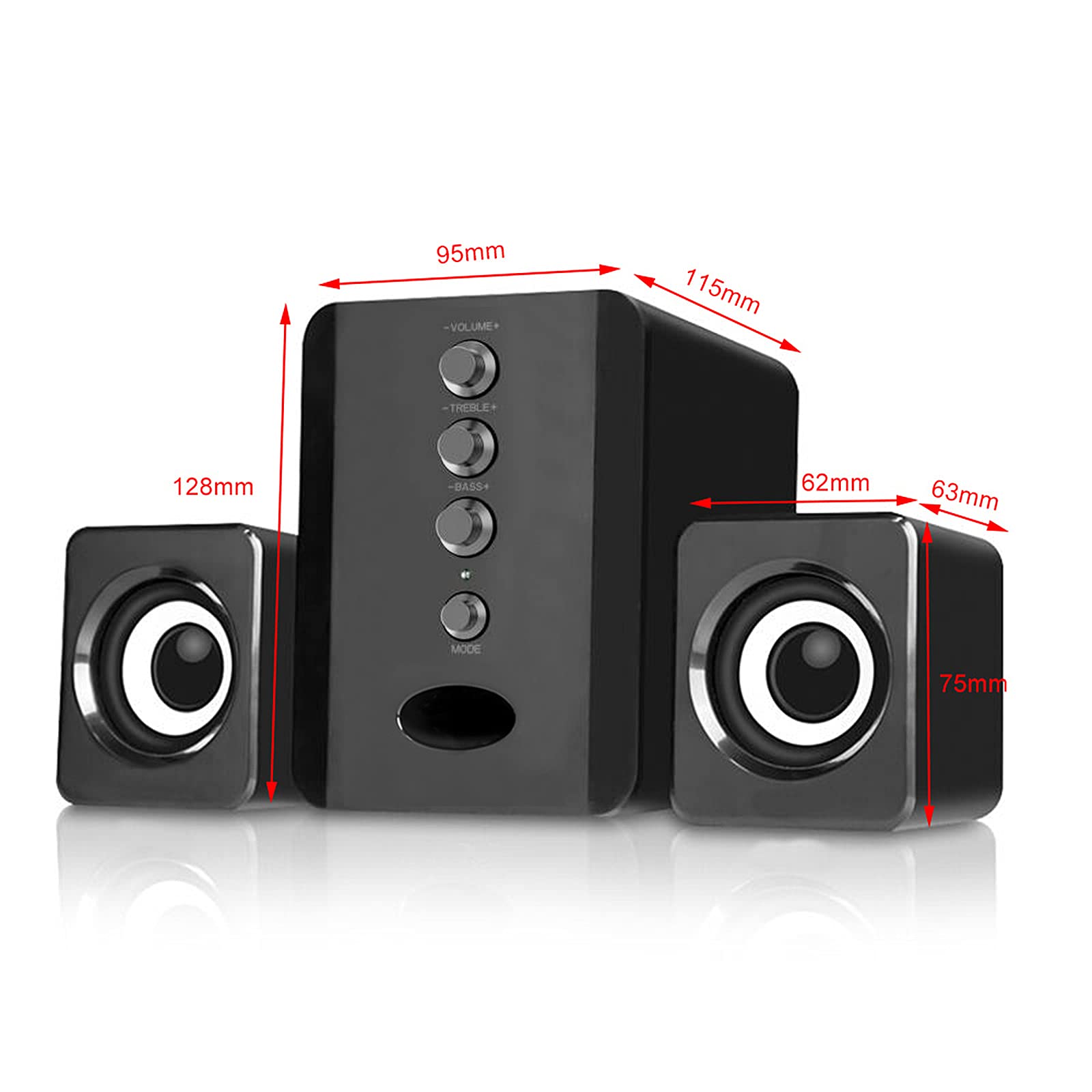 SHUAIGUO D-202 USB Wired Computer Speakers with Bass Stereo Sound & Subwoofer - High Quality Audio for Desktop, Laptop, Tablet, Smartphone | Perfect for Gaming, Music, Movies & Home Office Use