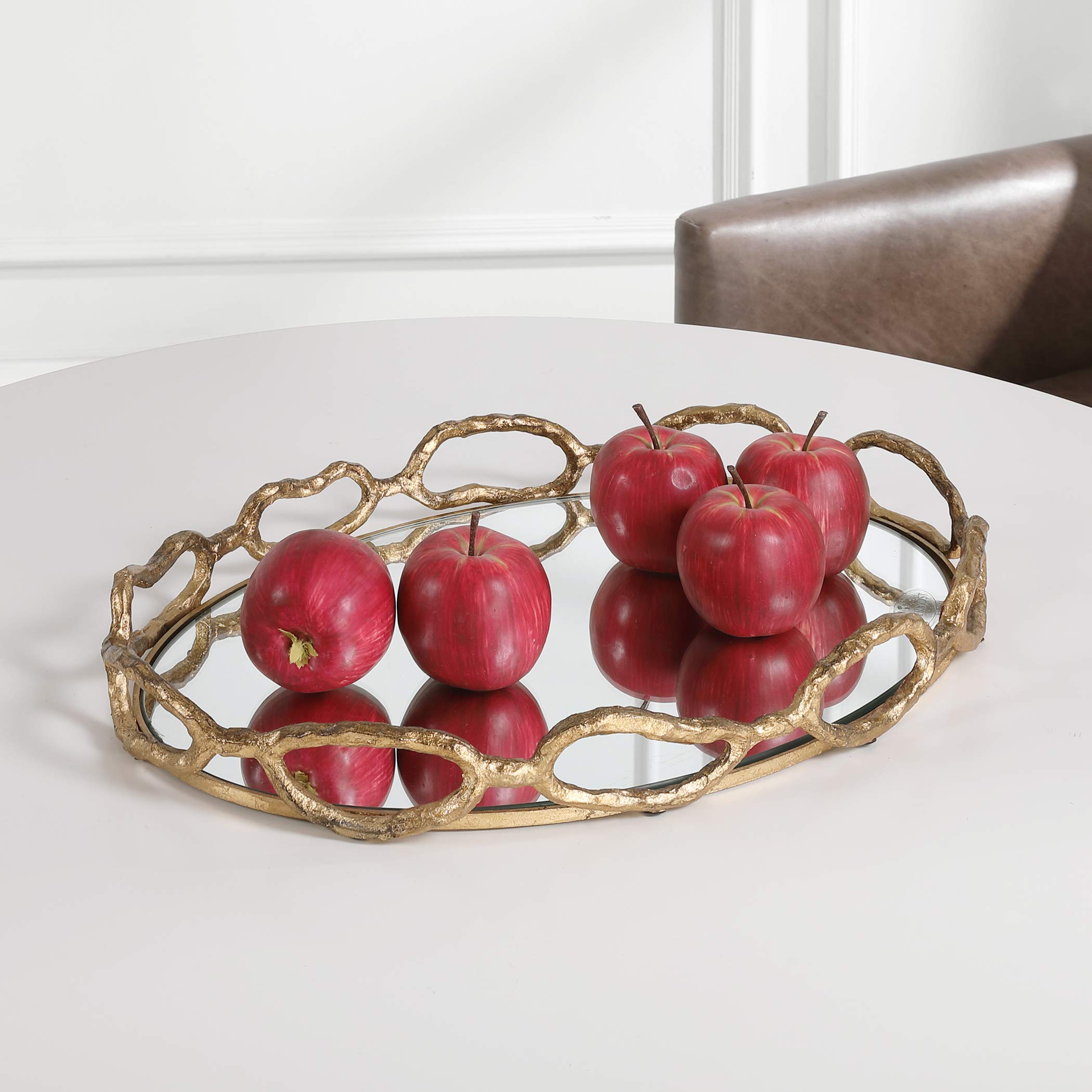 Mirrored Tray with Cable Chain - Elegant Home Decor for Jewelry & Essentials