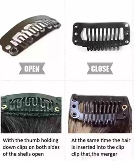 Baal Hair Extension Clips for Women & Men - U-Shape Wig Clips for Hair Patches, Wigs & Wefts | Secure Snap-On Hair Bonding Clips (Black, 12-Pack) | Perfect for Daily Styling, Cosplay & Hair Loss Solutions