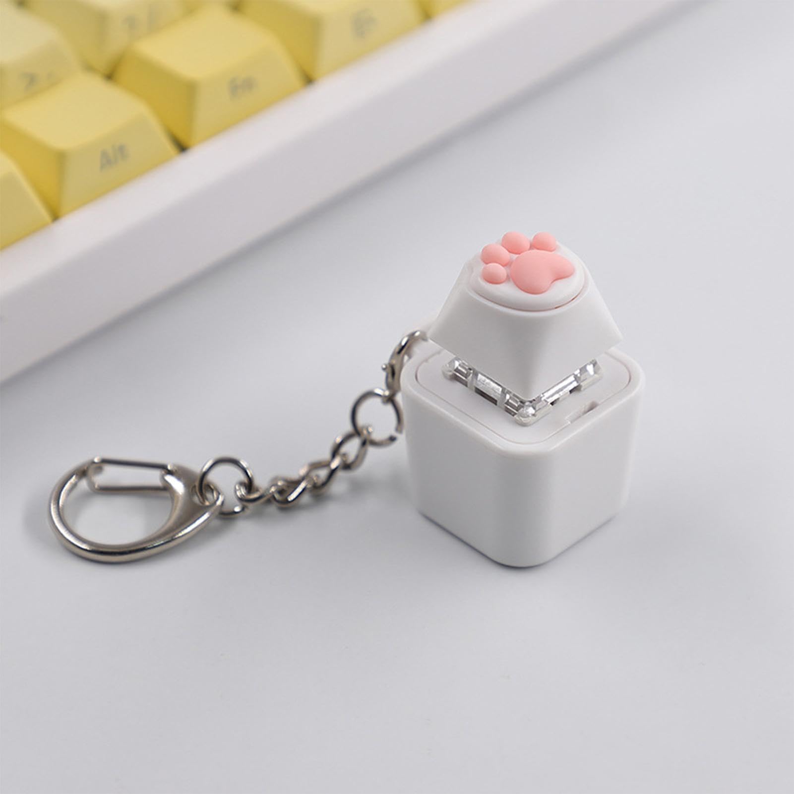 Fidget Keychain Toy - LED Light Up Keyboard Clicker Stress Relief Sensory Toy for Adults & Kids, Portable Anxiety Relief Gadget for Office, School, Travel and Focus Aid