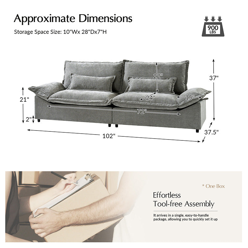 Fabiola Mini Sofa with Storage & Seamless Design - Compact Modern Loveseat for Small Spaces, Living Room, Bedroom or Dorm