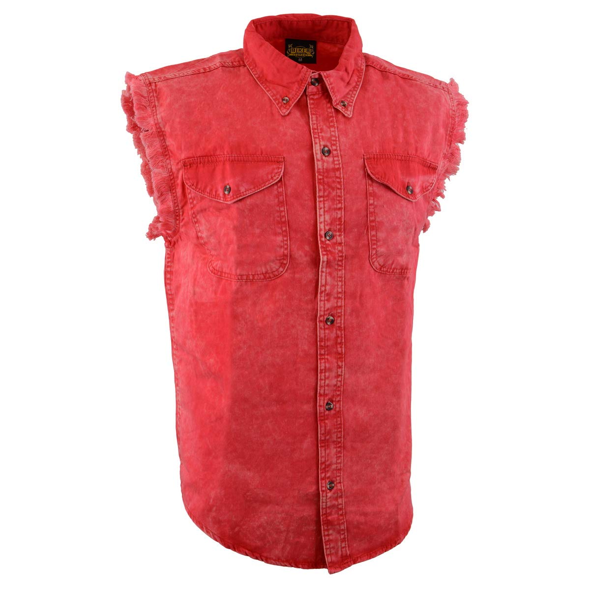 Milwaukee Leather Mdm11681.151 Men's Red & Beige Sleeveless Shirt - Breathable Summer Casual Wear for Outdoor Activities & Travel