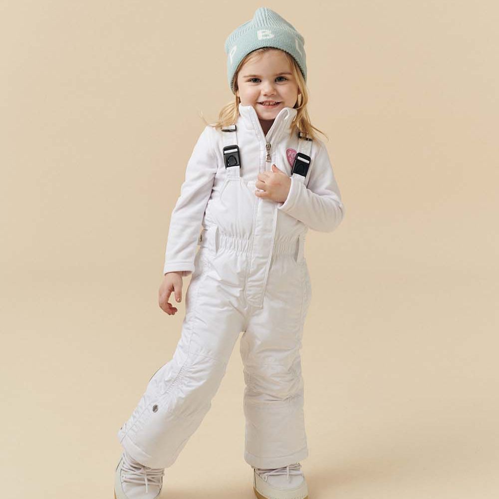 White Ski Bib Pants for Girls - Waterproof Winter Snow Pants with Adjustable Straps - Perfect for Skiing, Snowboarding & Outdoor Winter Activities
