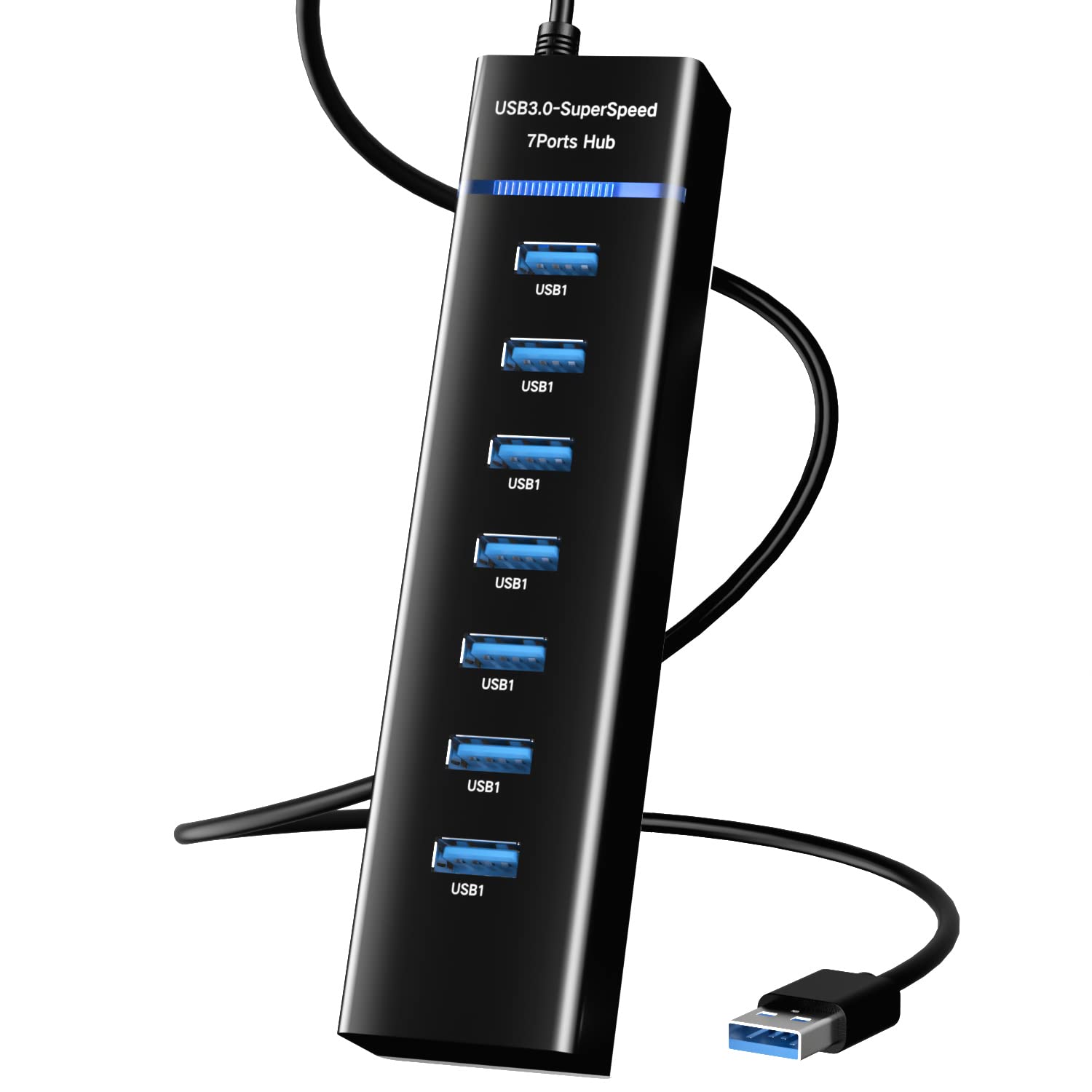 7-Port USB 3.0 Hub - 5Gbps High-Speed Splitter for MacBook, PC & Laptops - Works with Office & Gaming Setup