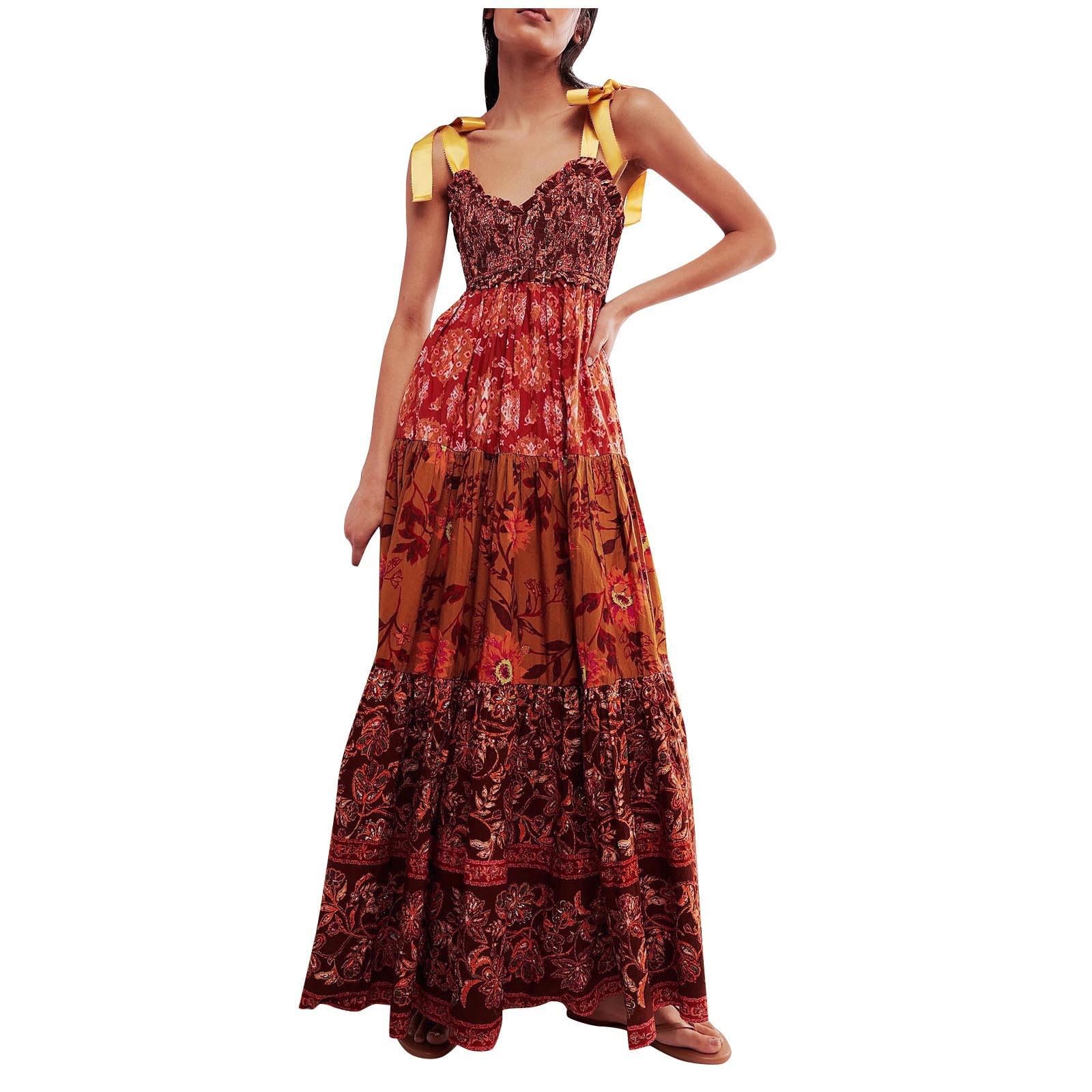 Boho Summer Maxi Dresses for Women 2024 - Flowy Sleeveless Casual Beach Dress, Wedding Guest Outfit, Perfect for Vacations, Music Festivals & Outdoor Parties