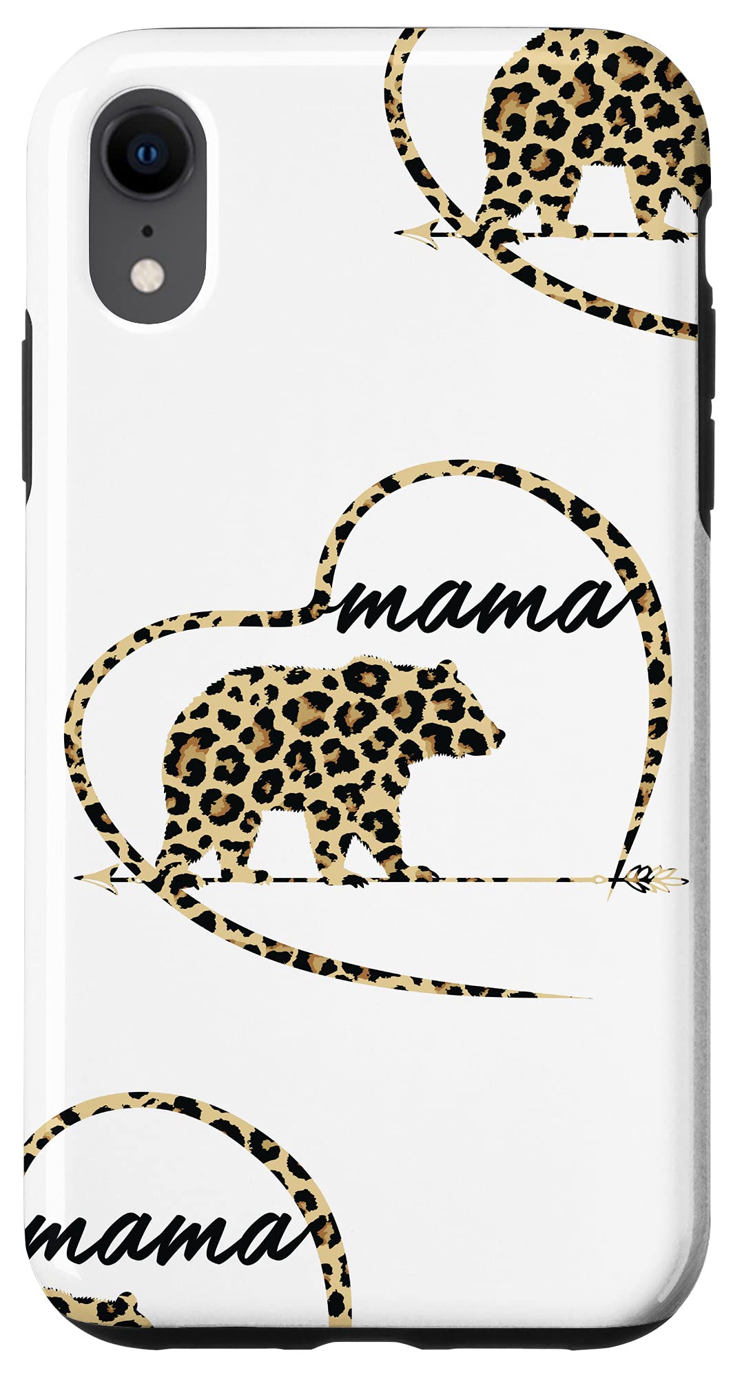 iPhone XR Cheetah Print Phone Case - Durable Mama Bear Mom Heart Leopard Pattern Protective Cover | Perfect for Everyday Use, Travel & Gift Giving