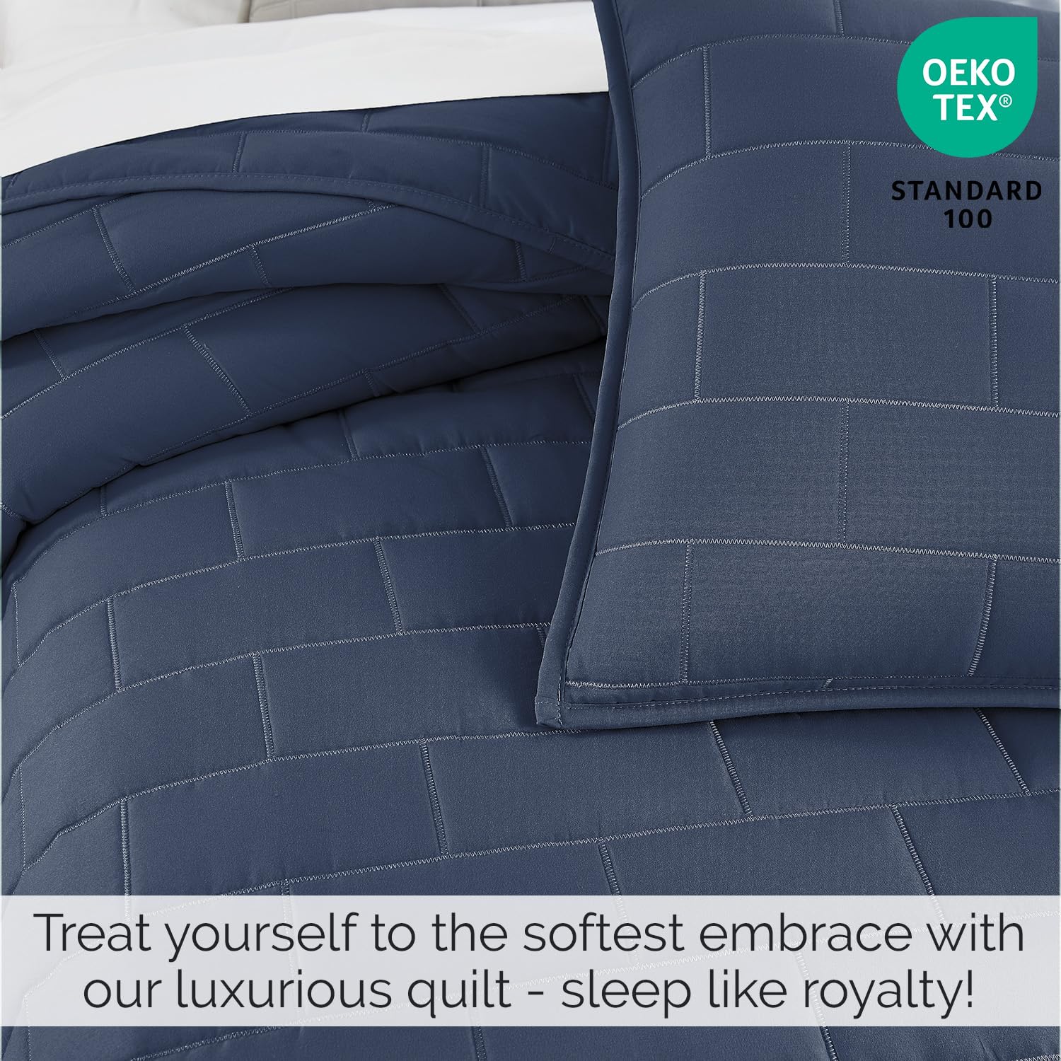 Southshore Fine Living 6-Piece Twin Daybed Comforter Set - Dark Blue Brickyard Pattern with Daybed Cover, 3 Pillow Shams, Bed Skirt & Throw Pillow | Perfect for Guest Rooms, Dorm Rooms & Cozy Reading Nooks