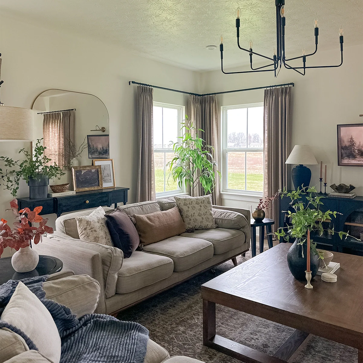 Pinch Pleated Blackout Curtains - 100% Linen Custom Drapes in Grey & Beige | Modern Thermal Insulated Window Treatments for Living Room & Bedroom