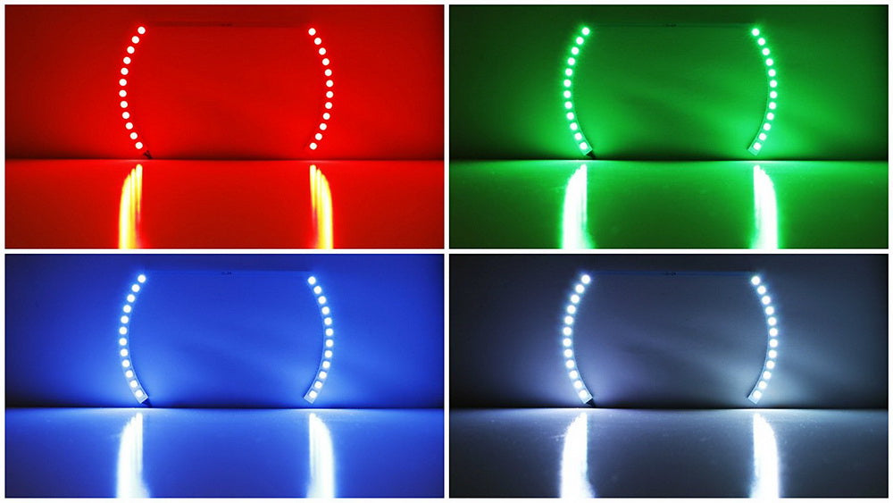 RGB Multi-Color LED Angel Eye Halo Rings for Camaro, Challenger, Mustang - Custom Car Lighting for Headlights & Daytime Running Lights (DRL) - Enhance Style & Visibility for Night Driving & Car Shows