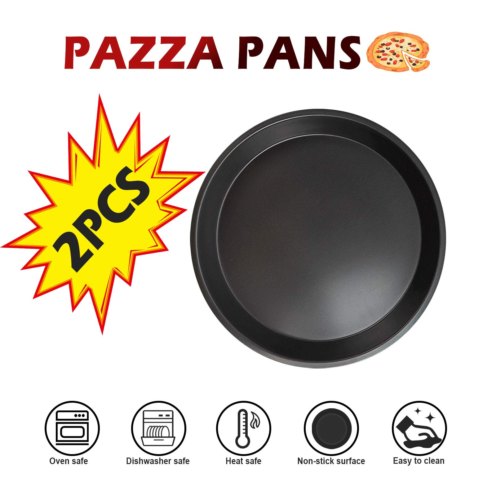 Kslong 2-Piece Metal Pizza Pan Set - 8 Inch Round Non-Stick Baking Pans for Oven, Perfect for Homemade Pizza, Cakes & Pastries - Ideal for Pizza Shops, DIY Baking & Home Cooking