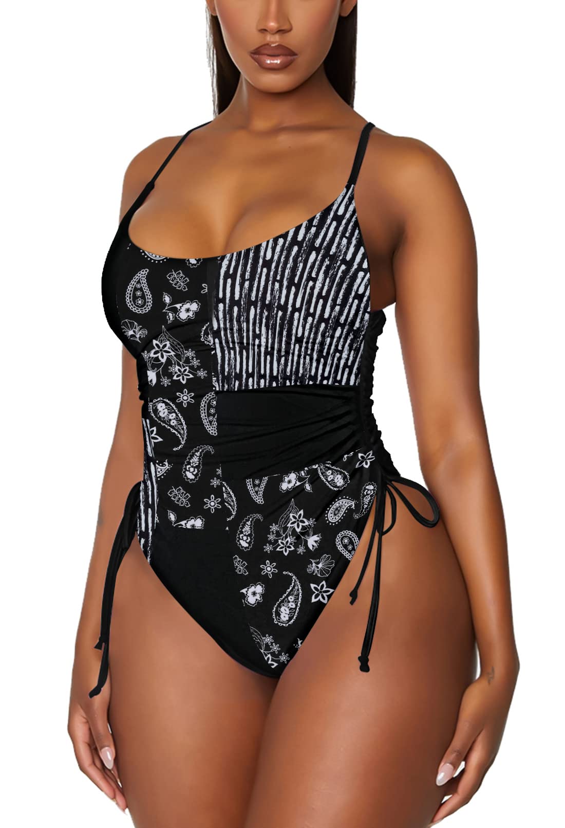 Viottiset Women's Ruched High Cut One Piece Swimsuit - Tummy Control Monokini Bikini for Beach, Pool & Summer Vacations | Sexy Swimwear with Slimming Design