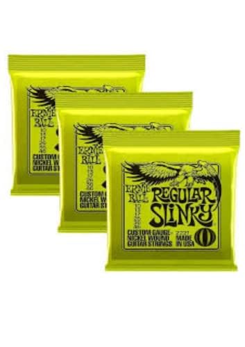 Ernie Ball 2221 Nickel Regular Slinky Electric Guitar Strings 3 Pack - Premium Nickel Wound Strings for Electric Guitars | Perfect for Rock, Blues & Studio Recording