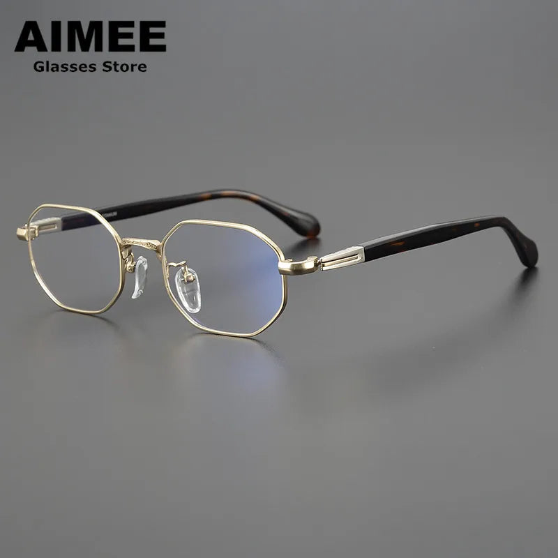 Stylish Aimee Unisex Full Rim Flat Top Polygon Titanium Eyeglasses Frame 11092 | Lightweight & Durable | Perfect for Work, Reading & Fashion Accessories