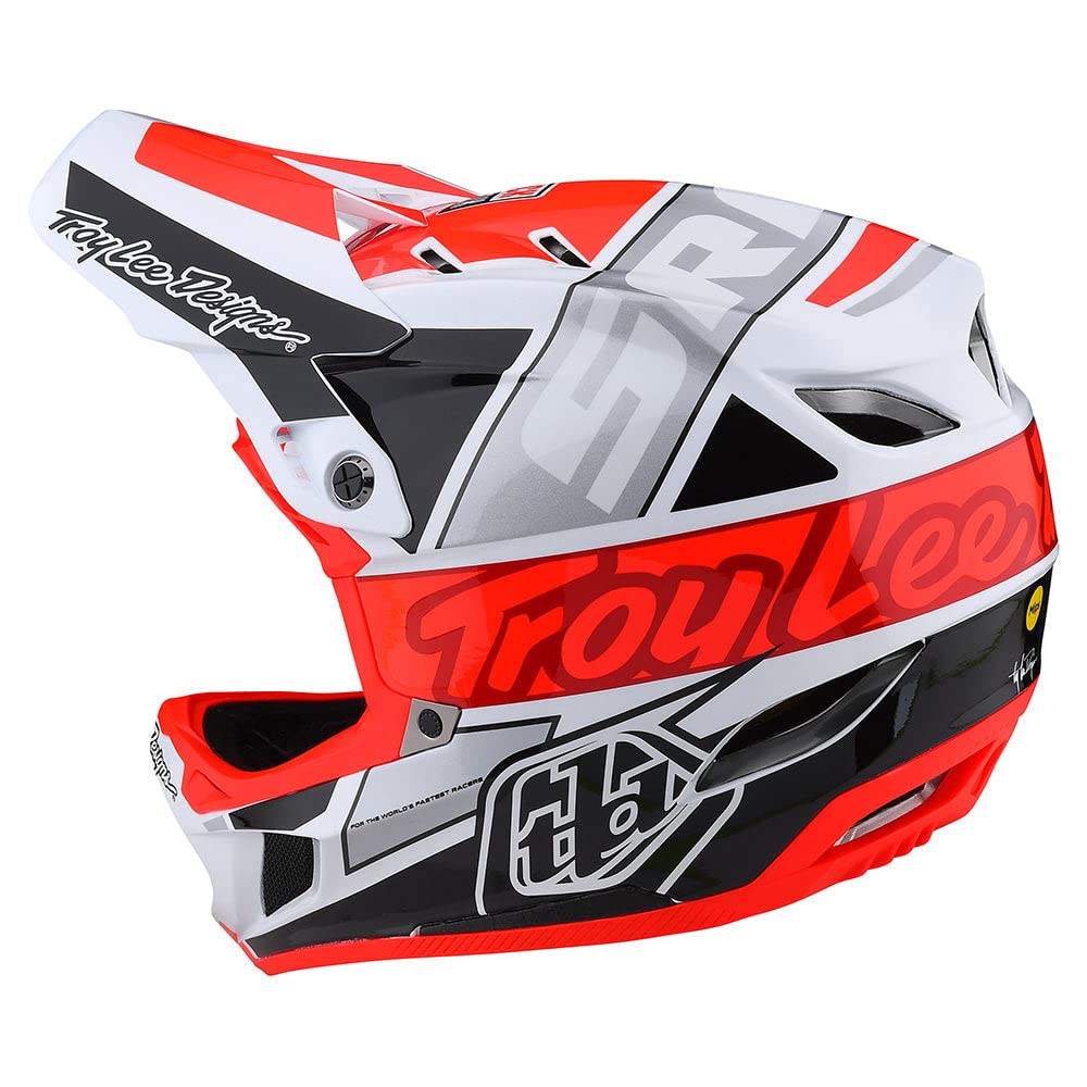 Troy Lee Designs D4 Composite Full Face Mountain Bike Helmet - Lightweight MIPS EPP EPS Protection for Downhill DH BMX MTB Racing - Max Ventilation - Adult Unisex (Team Sram White/Glo Red, XX-Large) - Perfect for Trail Riding, Enduro & Extreme Mountain Biking Adventures