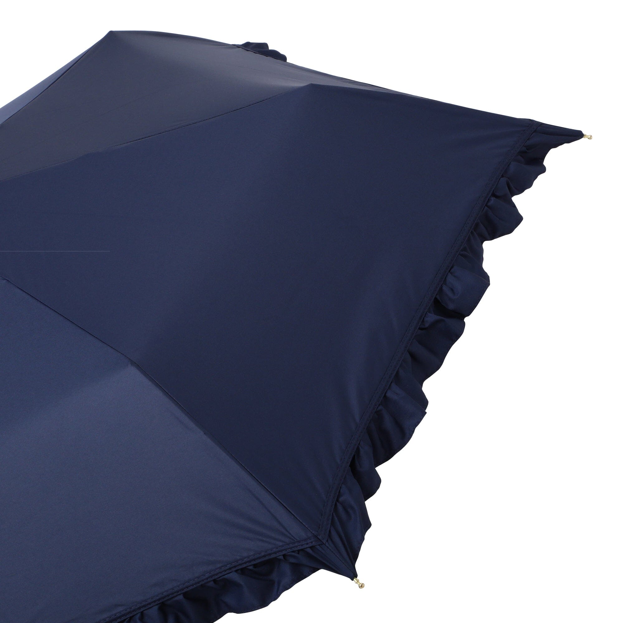 Classic Frill Folding Umbrella 50Cm Navy - Compact Travel Umbrella for Sun & Rain Protection - Perfect for Outdoor Activities, Commuting and Travel