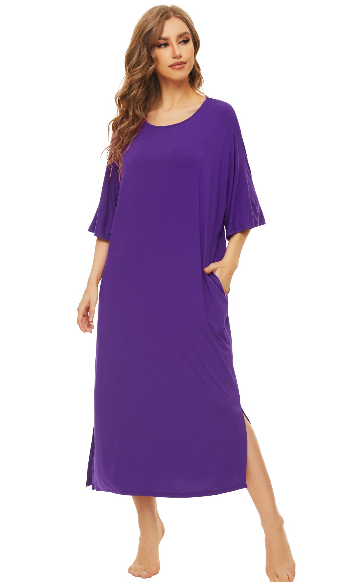 Soft Bamboo Nightgowns for Women - Long Sleeve Sleep Shirt & Comfy Loungewear - Plus Size S-4X - Perfect for Relaxing at Home, Sleeping & Cozy Evenings