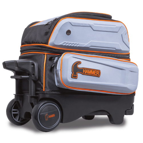 Hammer Gauntlet Double Roller Grey Bowling Bag - Premium 2-Ball Rolling Tote for League & Tournament Play