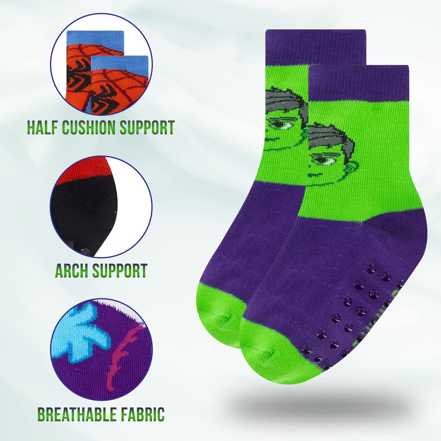 Spider-Man Grip Socks for Toddler Boys - 10 Pack Non-Slip Socks with Superhero Design - Perfect for Playtime, Daycare & Indoor Activities
