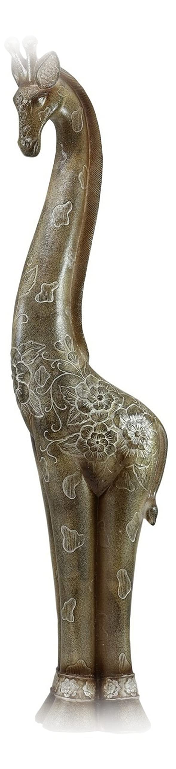 Large Abstract Elegant Giraffe Statue with Floral Spots - Faux Sandstone Finish Home Decor Sculpture EB-7008GIF | Unique Gift for Birthdays, Housewarming, Living Room & Office Decoration