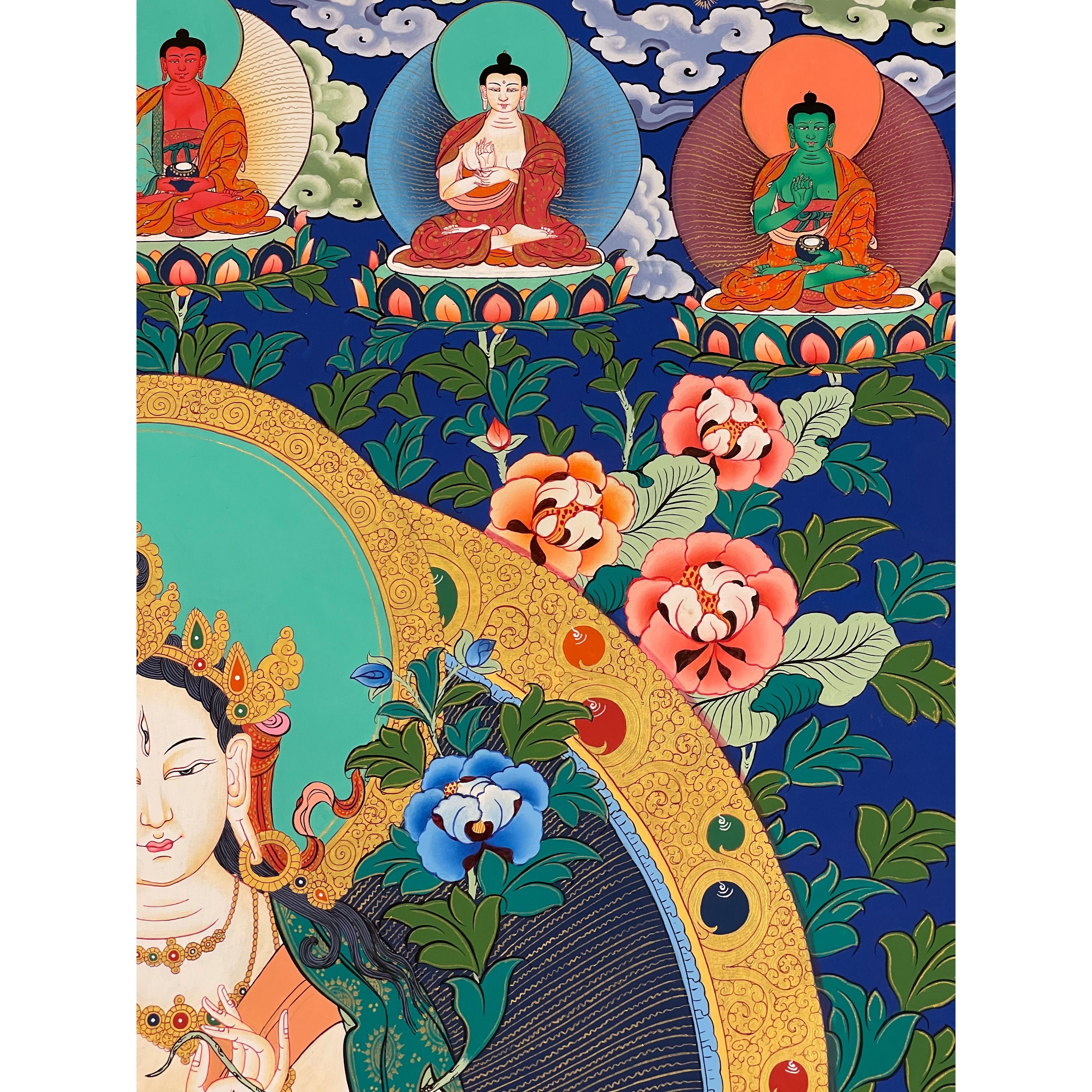 White Tara Large Thangka - Authentic Tibetan Buddhist Wall Art for Meditation & Home Decor | Perfect for Living Room, Bedroom & Spiritual Spaces