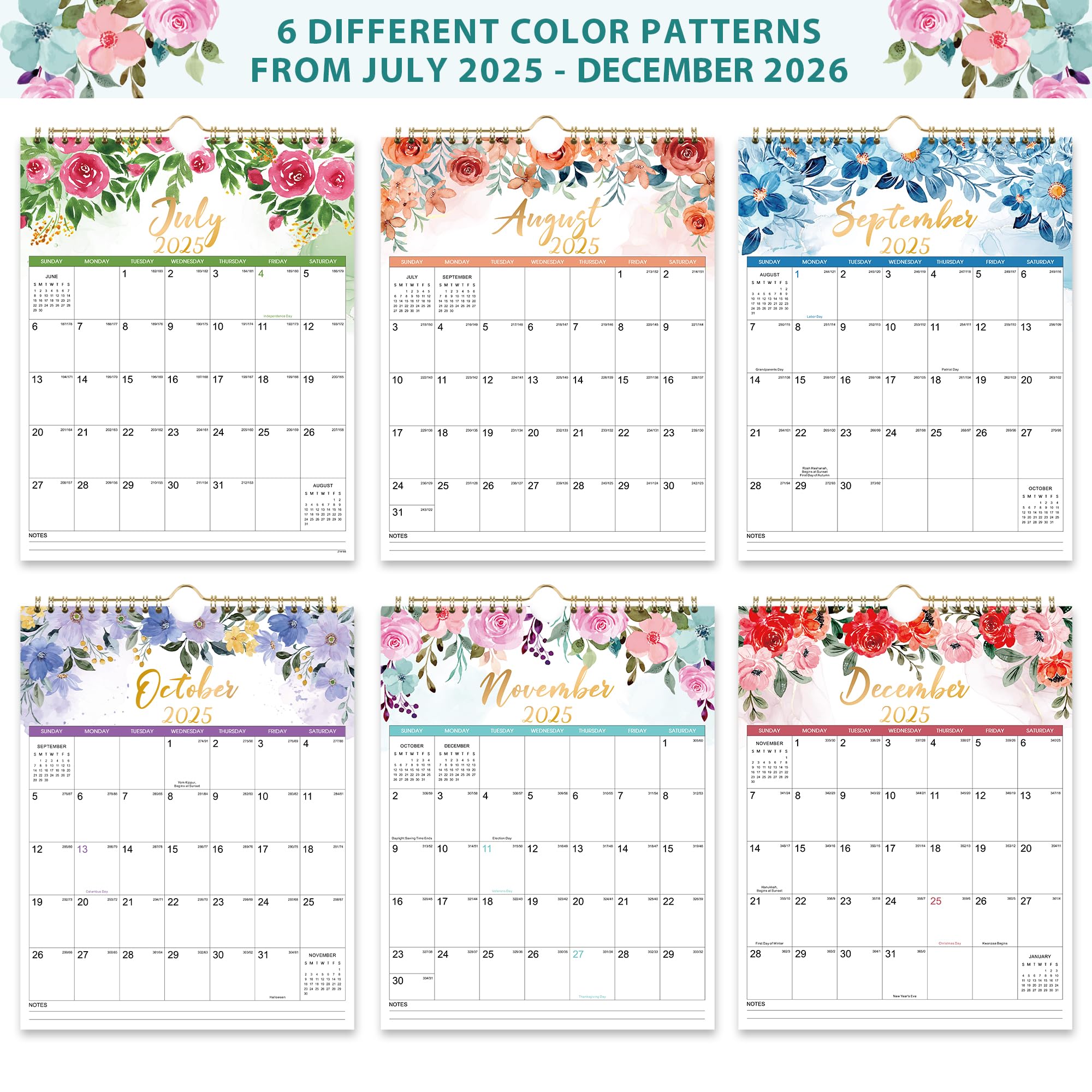 2025-2026 Wall Calendar - 18 Month Planner from July 2025 to December 2026 | 11.4