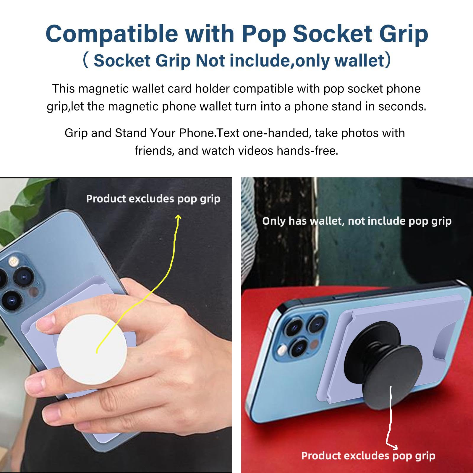 AUROX Magnetic Wallet for iPhone 16/15/14/13/12 Series - Slim Magsafe Card Holder Compatible with PopSocket Grips (Cornflower Blue) - Perfect for Everyday Carry, Travel & Contactless Payments