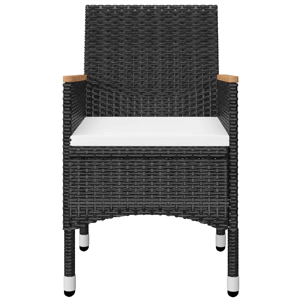 3-Piece Outdoor Bistro Set - Black Poly Rattan Patio Furniture with Tempered Glass Table - Perfect for Garden, Backyard, Poolside & Balcony Dining