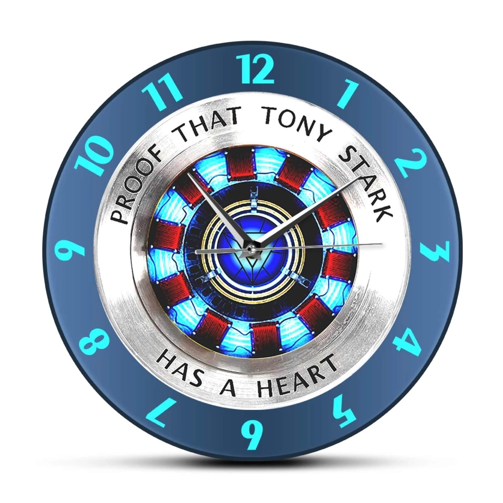 Arc Reactor Wall Clock - Proof That Tony Stark Has a Heart - Superhero Modern Hanging Wall Watch - Movie Timepiece Home Decor for Living Room, Bedroom, Kitchen - Perfect for Marvel Fans & Home Office Decor