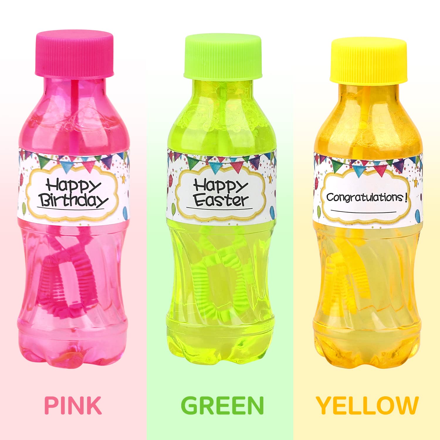 TOY Life 24 Pack Bubble Bottles with Wands - Bulk Bubble Solution for Kids Party Favors - Easter, Wedding, Birthday & Summer Party Supplies - Fun Outdoor & Indoor Activities for Children
